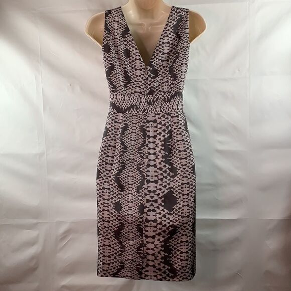 Banana Republic brown snake print silk vneck dress - Picture 7 of 16